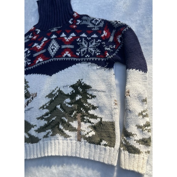 B. Moss Vintage Sweater Knit Long Sleeve Turtleneck Trees‎ Multicolor Medium - Picture 4 of 11